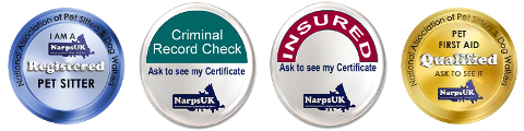 I am Pet Sitter; NarpsUK-Criminal Record Check; NarpsUK-Insured; NarpsUK-Insured